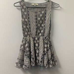 Ya Los Angeles Lace Peplum Sleeveless Top